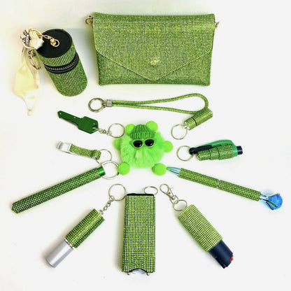 Green Safety Keychain Set