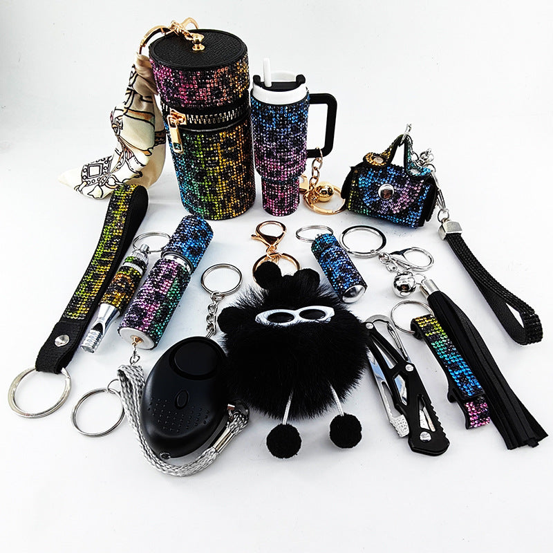 Diamond-Embellished Creative Portable 12-Piece Keychain Set - image 5