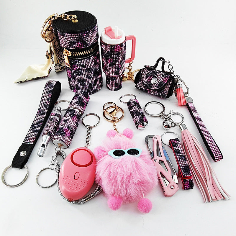 Diamond-Embellished Creative Portable 12-Piece Keychain Set
