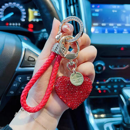 Clay Diamond Fully Jeweled Loving Heart Key Chain Diamond Leather Rope - image 7