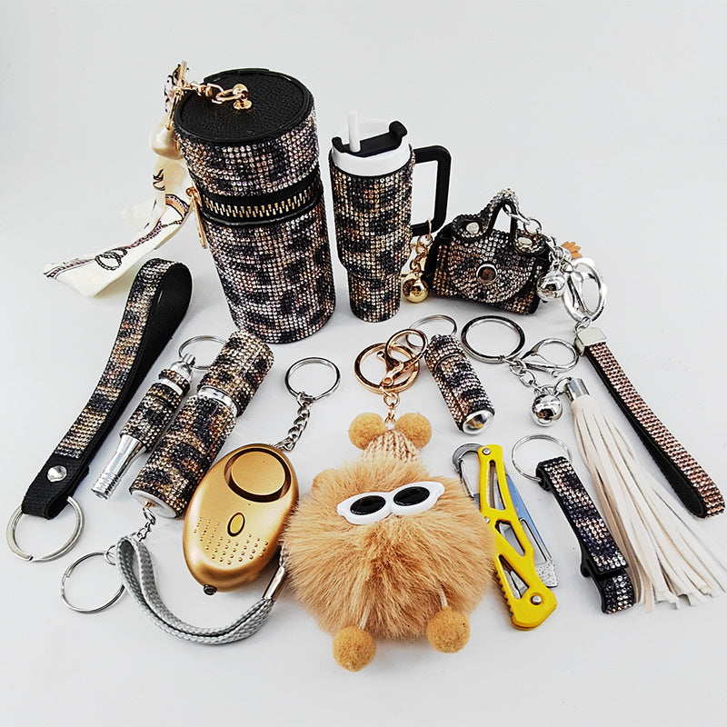 Diamond-Embellished Creative Portable 12-Piece Keychain Set - image 4