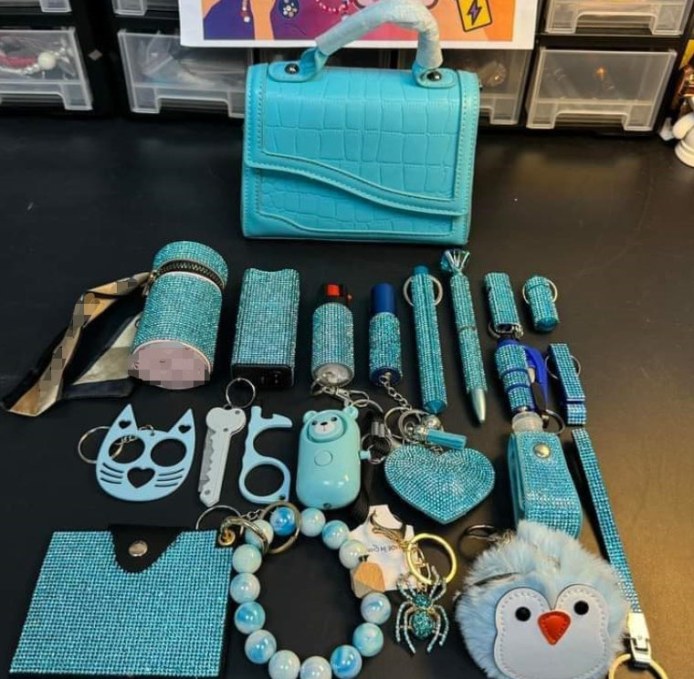 22-Piece Blue Safety Keychain Set