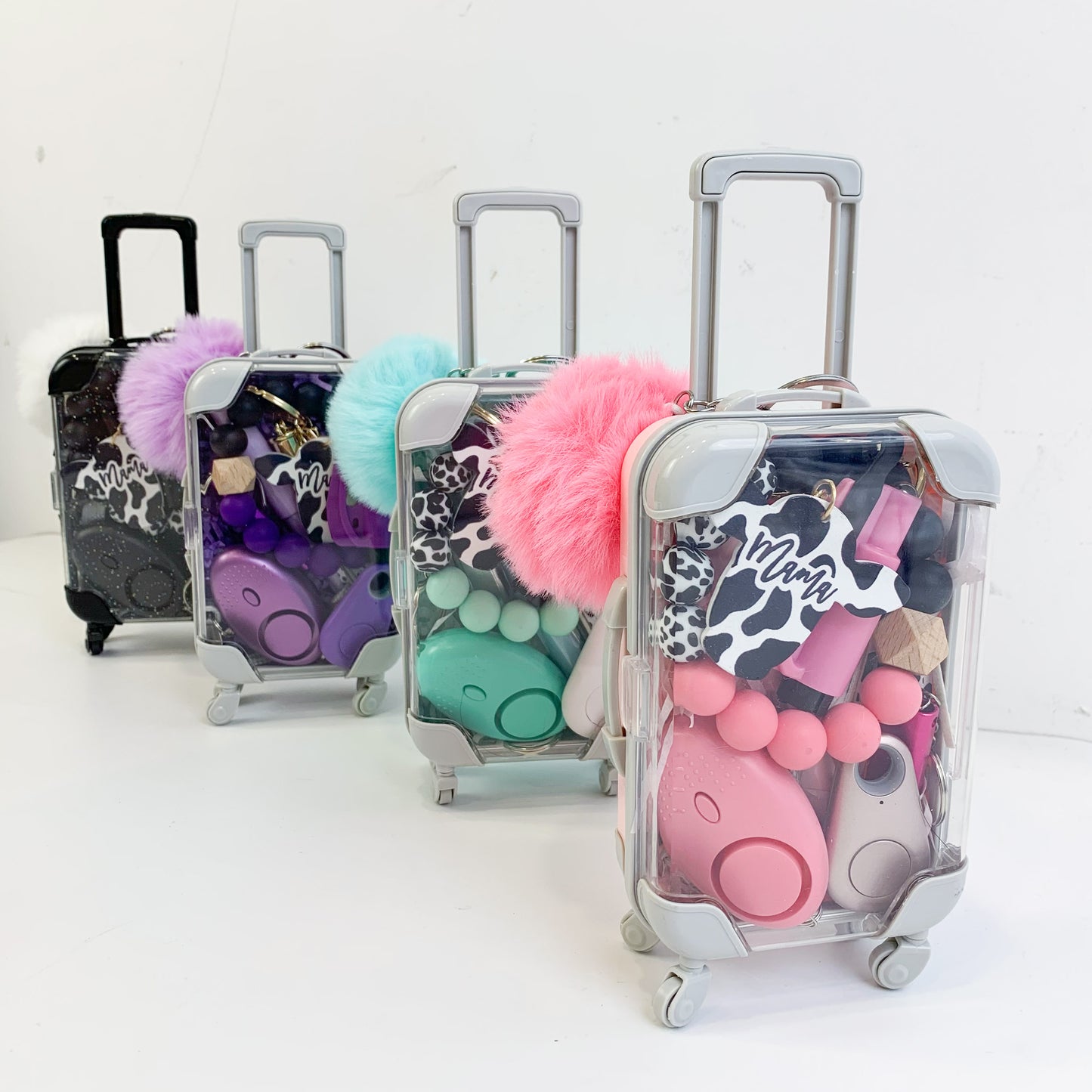 Cow Print Mini Suitcase Keychain