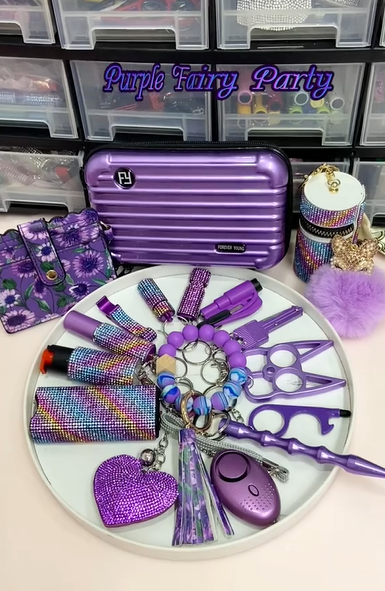 Purple 13-in-1 Safety Keychain Kit - image 2