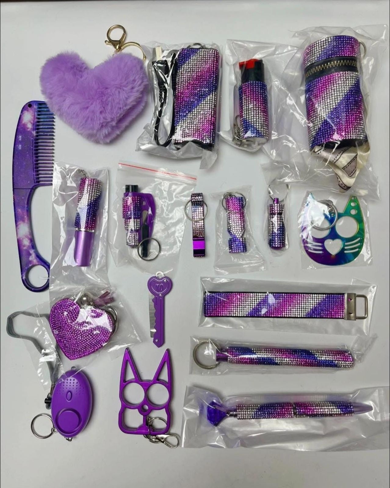 18-Piece Violet Safety Keychain Set