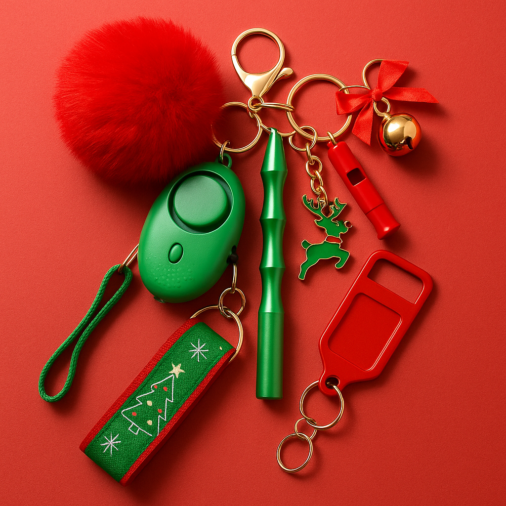 holiday theme safety keychain gift set