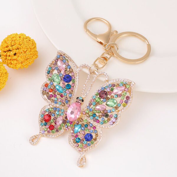 Metal Rhinestone Butterfly Keychain Small Pendant
