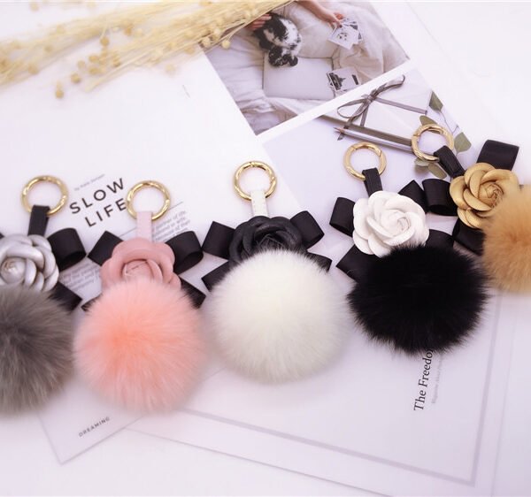 Creative Bow Camellia Keychain Bag Women